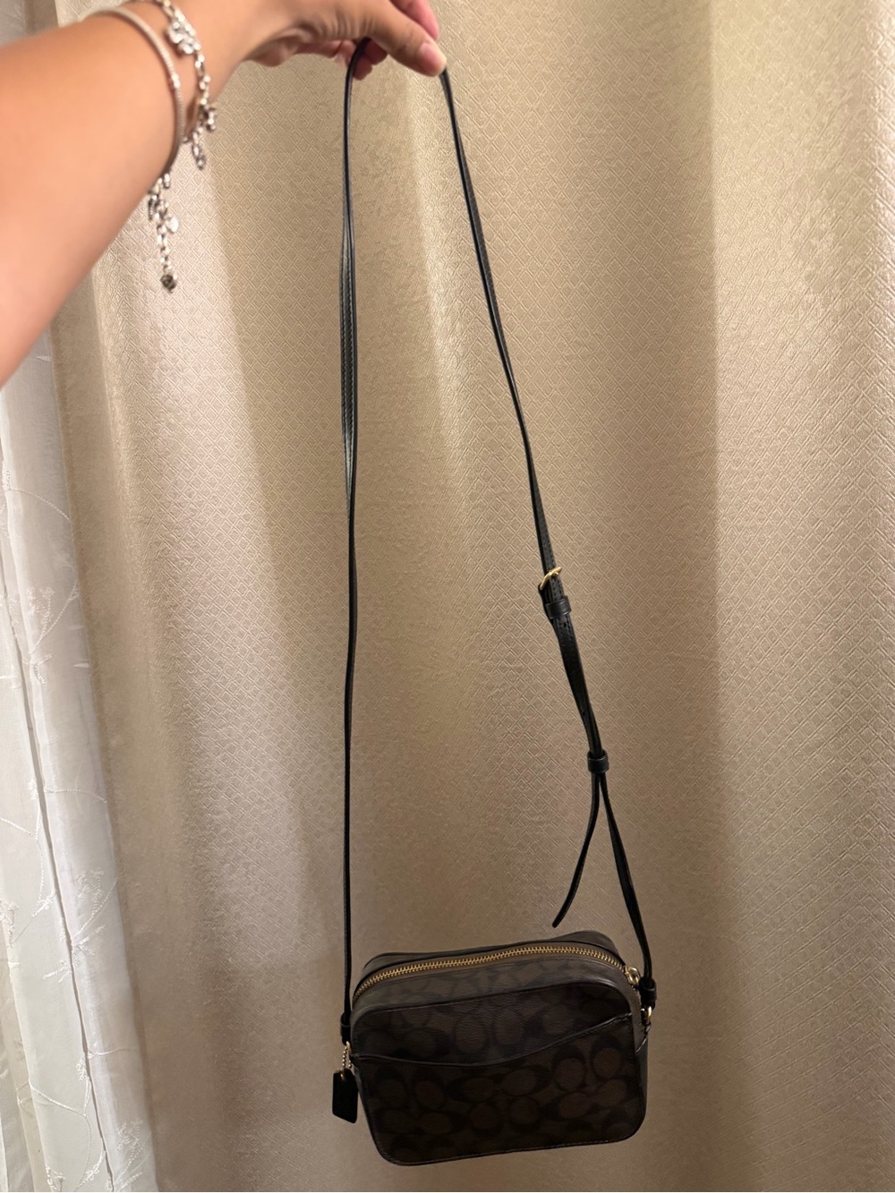 Coach Brown Monogram Crossbody with Black Strap - Picture 3 of 7